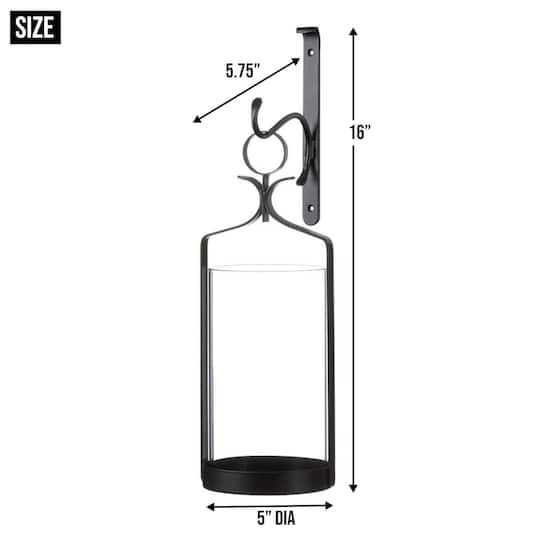 16'' Hanging Hurricane Glass Candle Wall Sconce